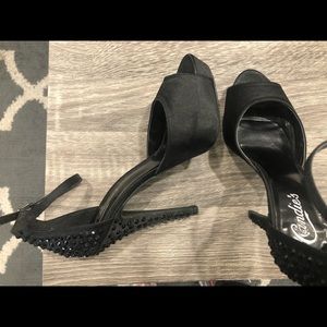 Candies black rhinestone heels sz 6.5 worn once!